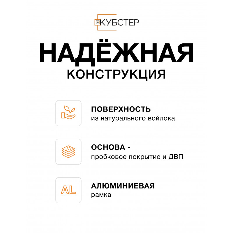 Войлочная доска для заметок 90х120 см КУБСТЕР