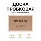 Пробковая доска с деревянной рамкой 90х120 см КУБСТЕР