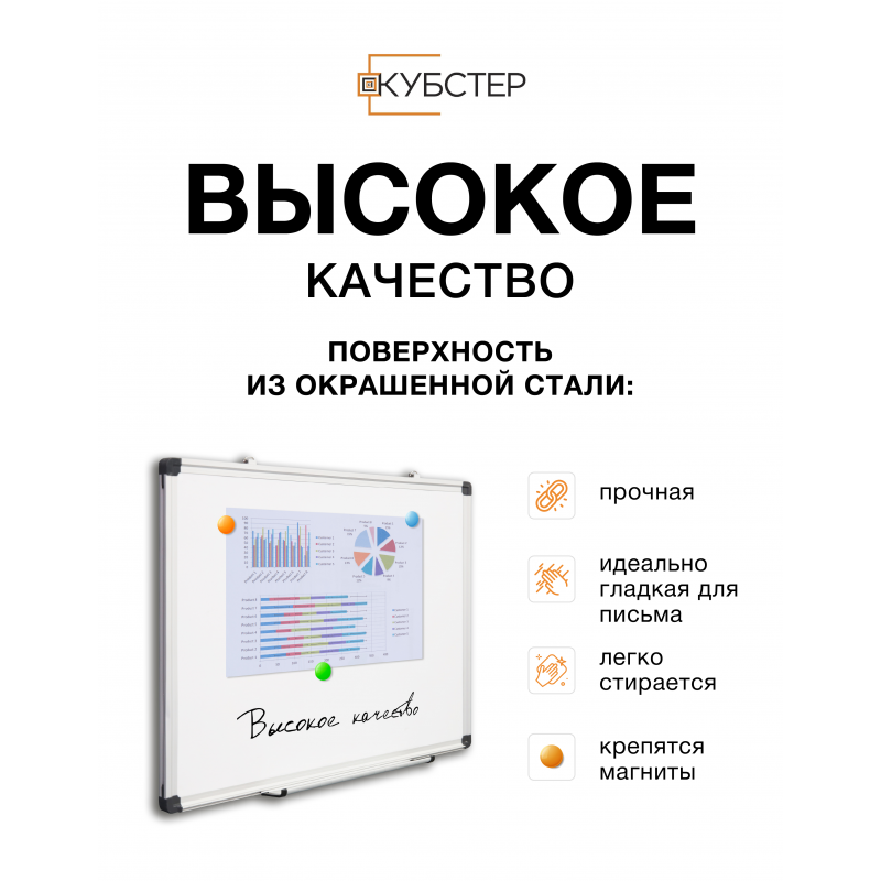 Магнитно-маркерная доска 60x90 см КУБСТЕР