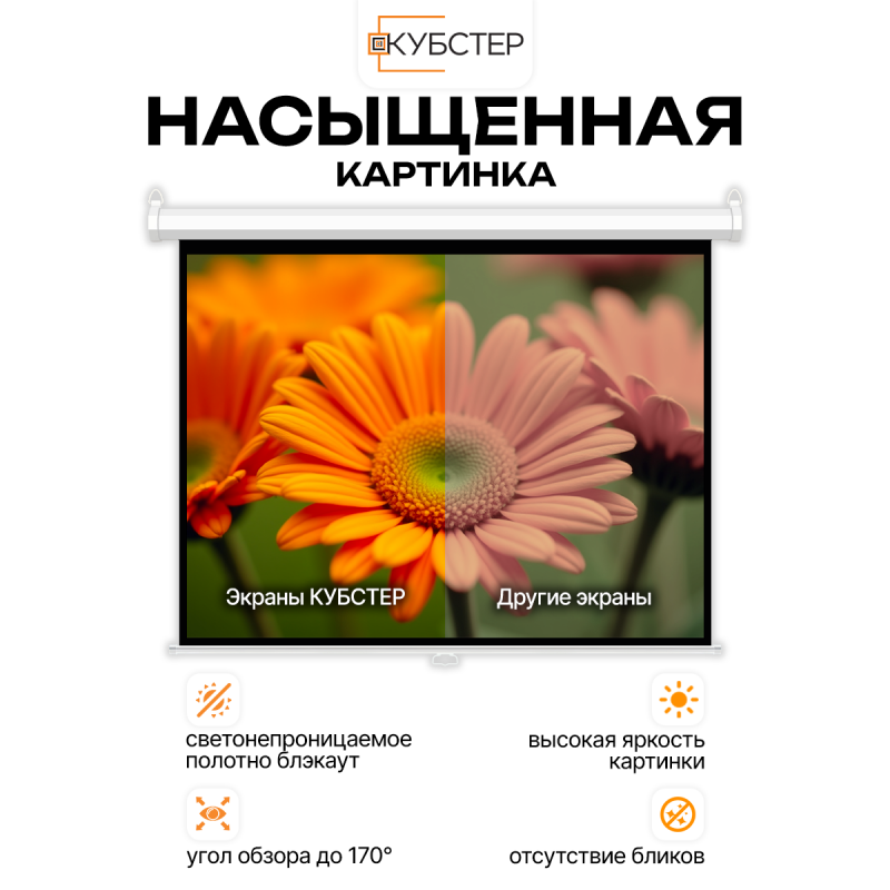 Пружинный экран для проектора КУБСТЕР 146х108см (4:3), 72 дюйма
