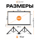 Экран на штативе КУБСТЕР с возвратным механизмом 264 на 148 см (16:9), 120 дюймов