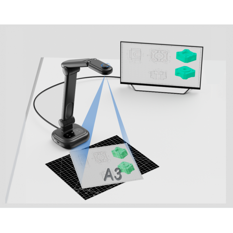 Документ-камера (визуальный презентер) COOBSTER FT-F905 (8 Мп, разрешение 4К, А3, поворотная камера, 30 fps)